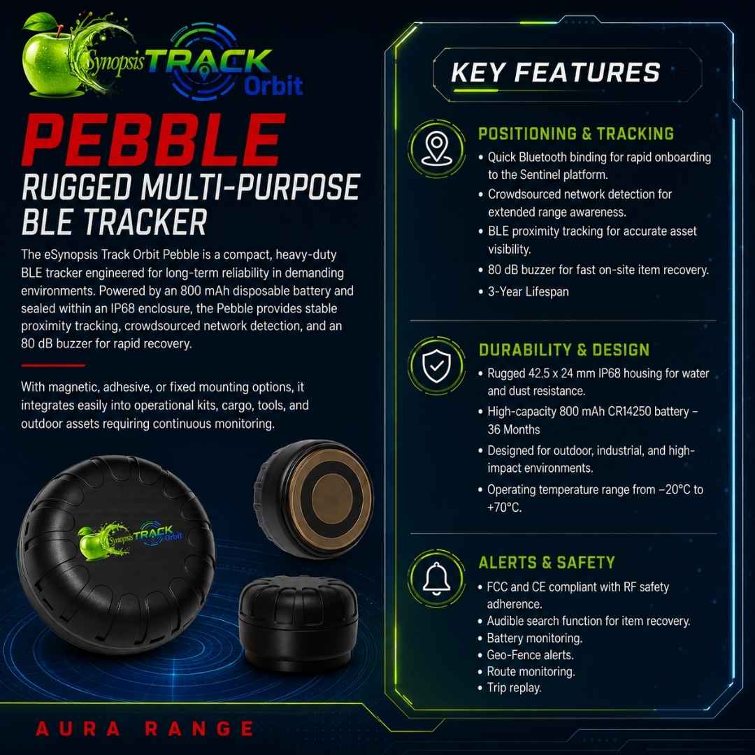 synopsis track pebble – rugged multi purpose ble tracker + platform access synopsis track pebble – rugged multi purpose ble tracker + platform access