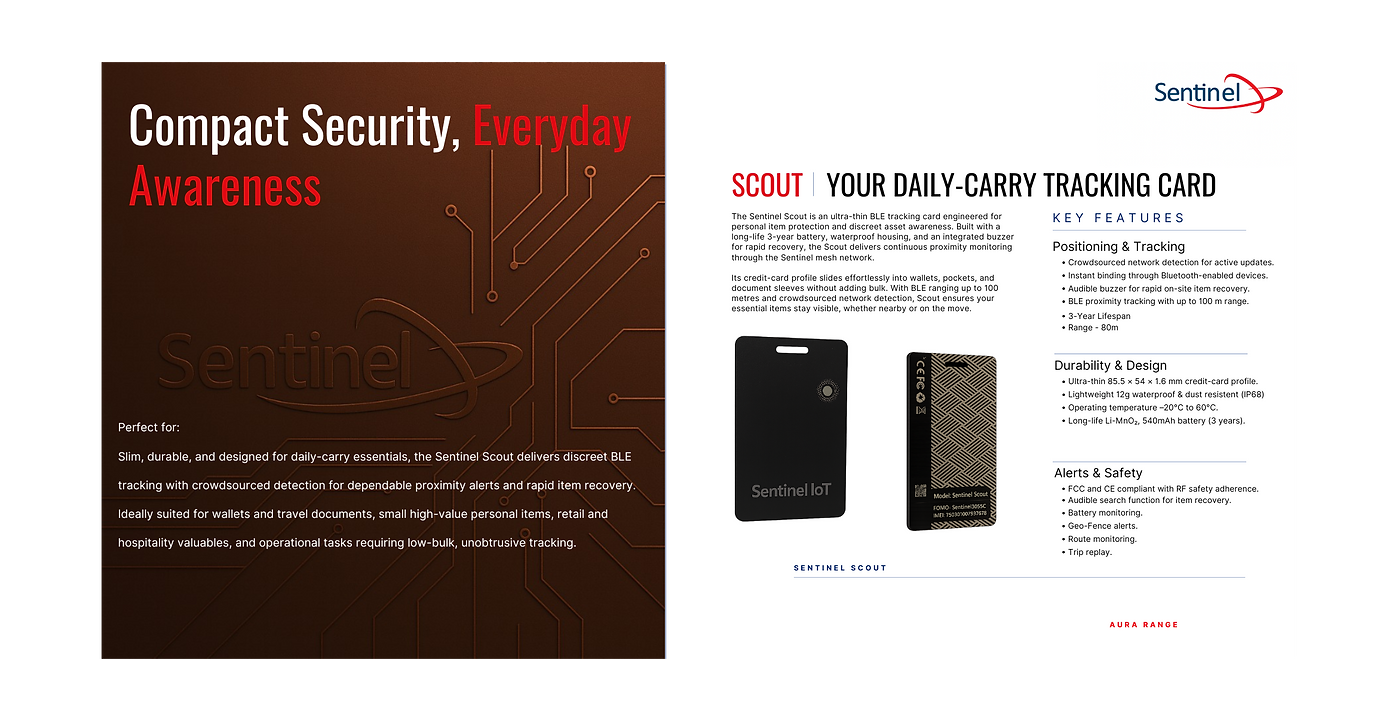 sentinel scout – ultra thin ble tracking card + platform access sentinel scout – ultra thin ble tracking card + platform access