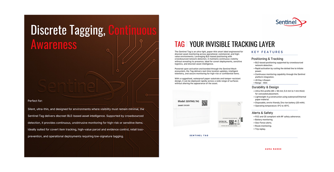 sentinel tag – ultra thin disposable ble tracking label + platform access sentinel tag – ultra thin disposable ble tracking label + platform access
