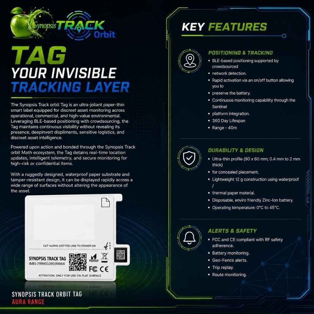 synopsis track tag – ultra thin disposable ble tracking label + platform access synopsis track tag – ultra thin disposable ble tracking label + platform access